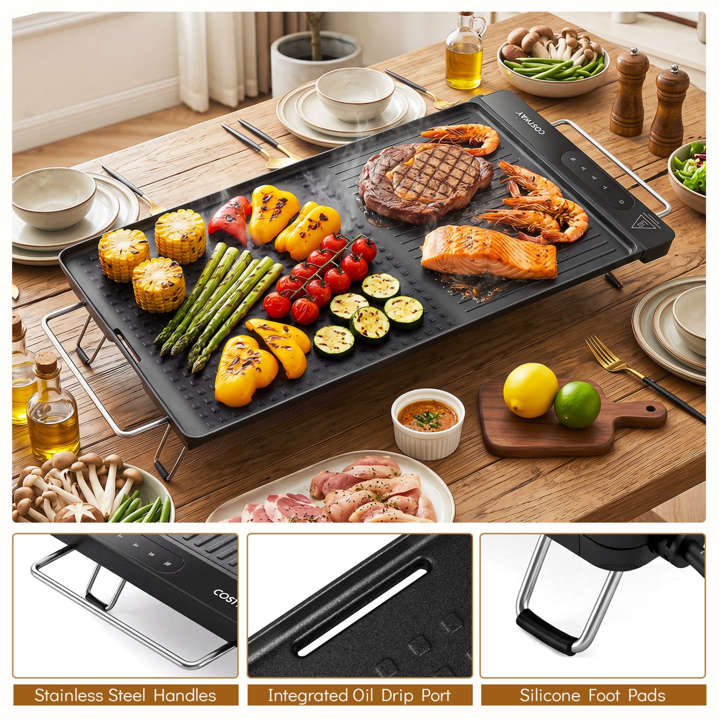 1300W Indoor Electric Grill with Removable Touch Panel, Black Kitchen Appliances at Gallery Canada