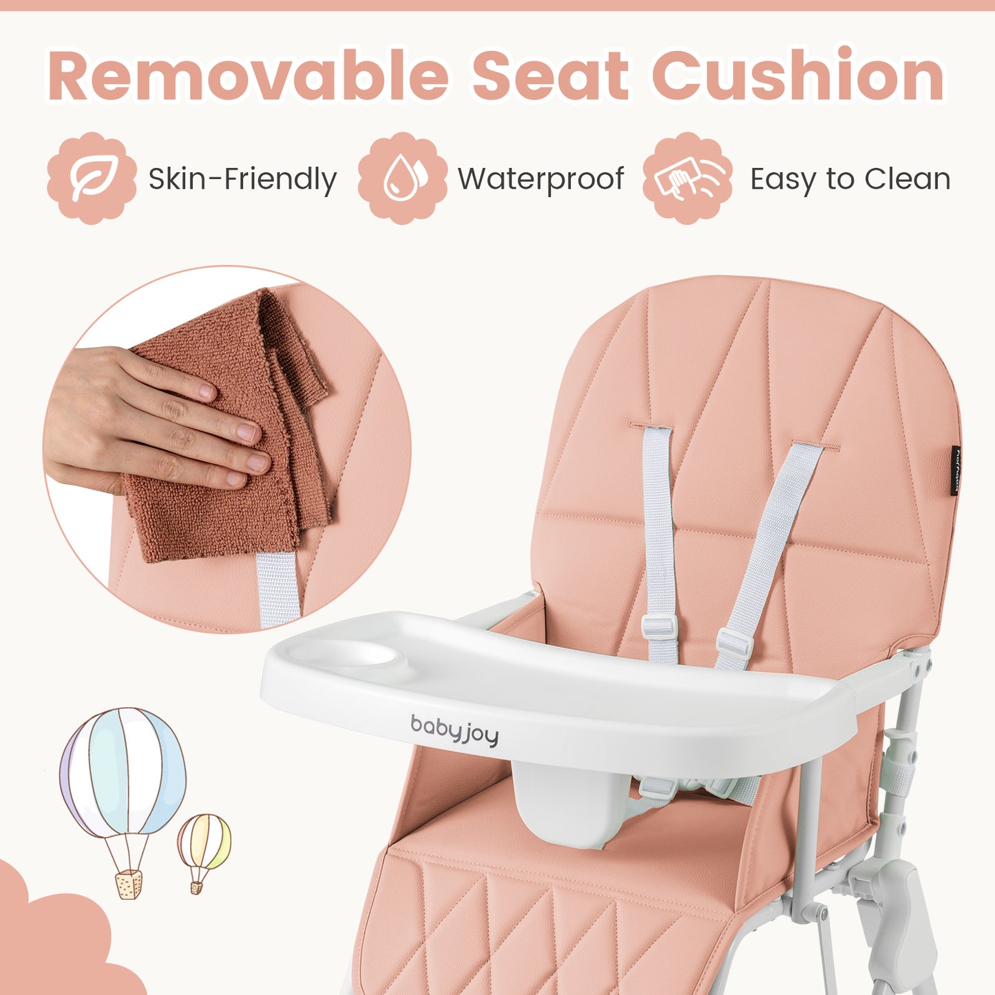 Compact Highchair With Removable Adjustable Tray, Pink Nursery Furniture at Gallery Canada