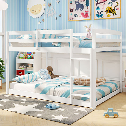 Full Over Full Bunk Bed, Low To Ground, White Bunk Bed Frame White at Gallery Canada