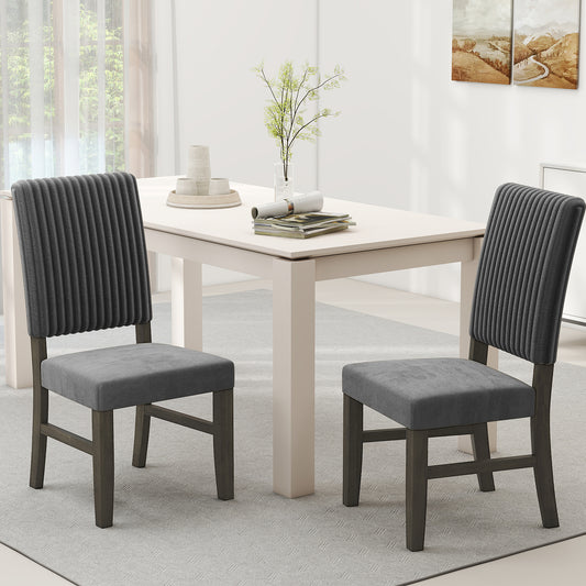 Mid-Century Modern Velvet Fabric Upholstered Dining Chairs, Set of 2, Gray Dining Chairs Gray at Gallery Canada