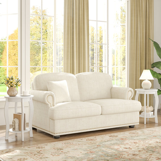 Set of 2 15 Inch 2-Tier Round End Table with Storage Shelf, White End & Side Tables White at Gallery Canada