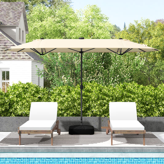 13FT Double-Sided Patio Umbrella With Solar Lights, Beige Outdoor Umbrellas Beige at Gallery Canada