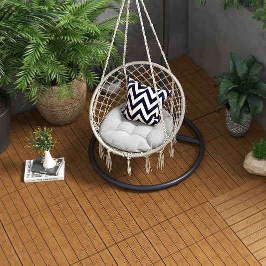 12 Pcs Wooden Deck Tiles, Outdoor Flooring, All Weather, Brown Deck Tiles Brown at Gallery Canada