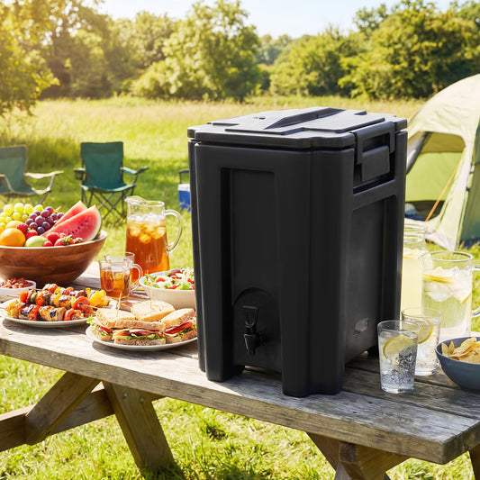 13.2 Gal Insulated Beverage Dispenser, Two-Stage Faucet, 4 Pieces, Black Water Dispensers Black at Gallery Canada