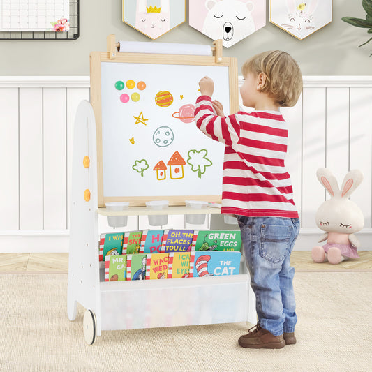 4-in-1 Toddler Activity Table Set with Magnetic Whiteboard and Chalk Board, Natural Art Easels Natural at Gallery Canada