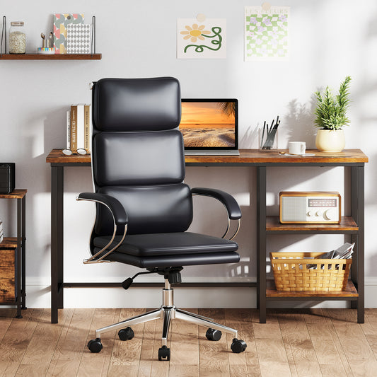 Ergonomic Leather Office Chair, Adjustable Height, Rocking Function, Black Ergonomic Chairs Black at Gallery Canada