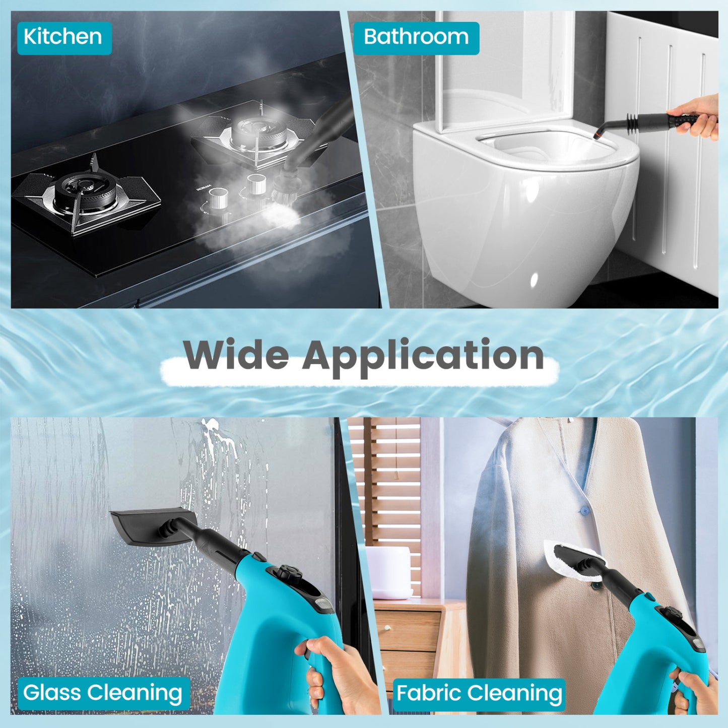 1400W Handheld Steam Cleaner, 14-Piece Accessory Kit, Child Lock, Blue Vacuums & Cleaners at Gallery Canada