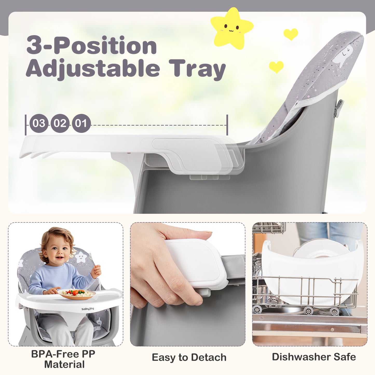 16-in-1 Baby High Chair, Activity Center, Booster Seat, Grey High Chairs at Gallery Canada