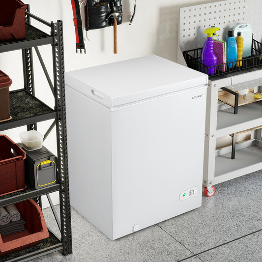 Compact Chest Freezer, 5 Cu.Ft, 7-Gear Adjustable Temperature, White Freezers White at Gallery Canada