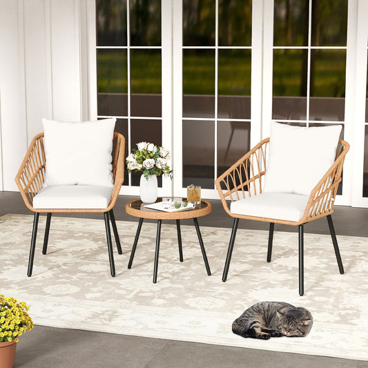 3 Piece Patio Bistro Set, Heavy Duty Metal Frame, Beige Patio Conversation Sets Beige at Gallery Canada