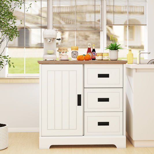 Farmhouse Sideboard Buffet Cabinet, White Sideboards Cabinets & Buffets White at Gallery Canada