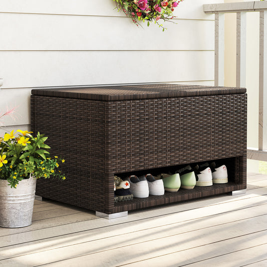 Rattan Storage Bin, Waterproof Liner, Patio Cushions, Brown