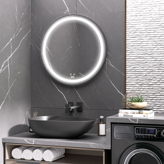 LED Bathroom Mirror, Dimmable Lighted Anti Fog, Plug-In, 28 Inch, 3 Color Bath Accessories Black at Gallery Canada
