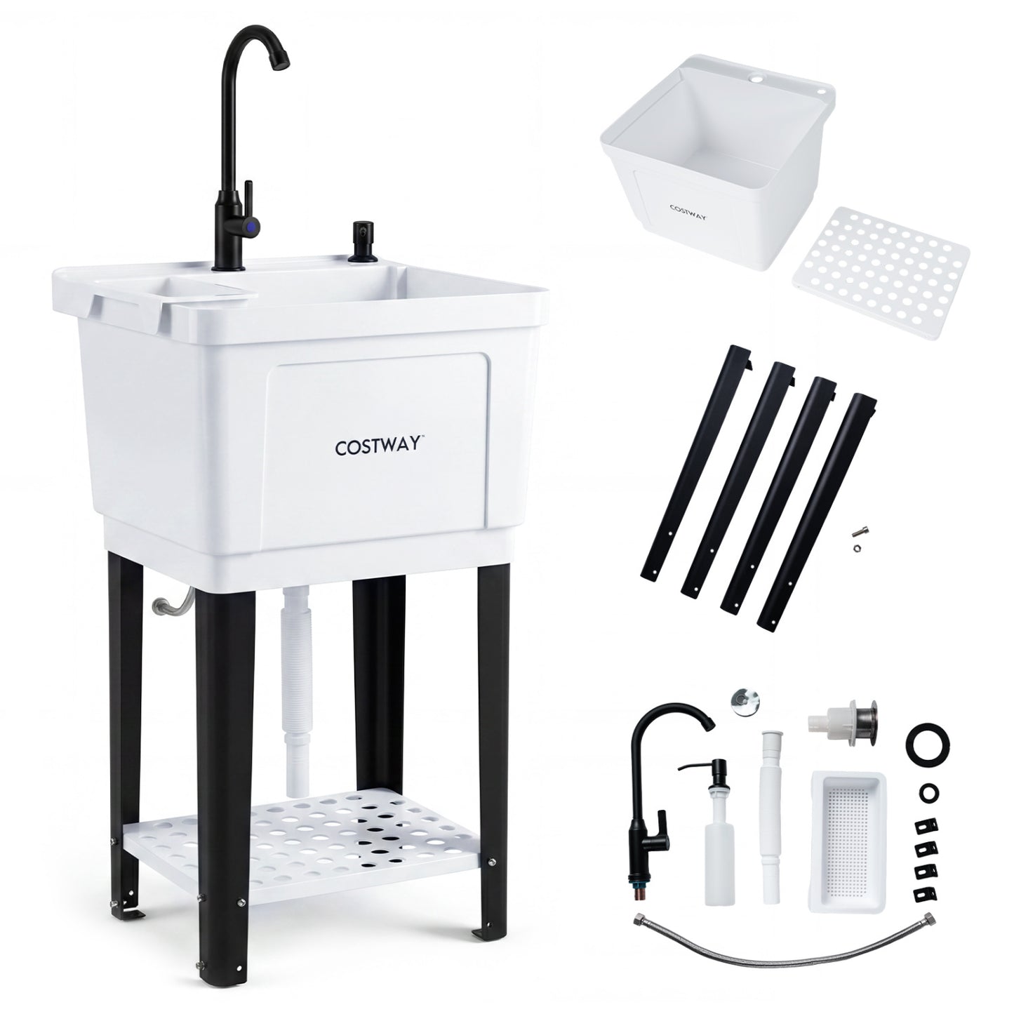 21.1 Gal Utility Sink Laundry Tub With Rotating Faucet, Adjustable Legs Bathroom Sinks at Gallery Canada