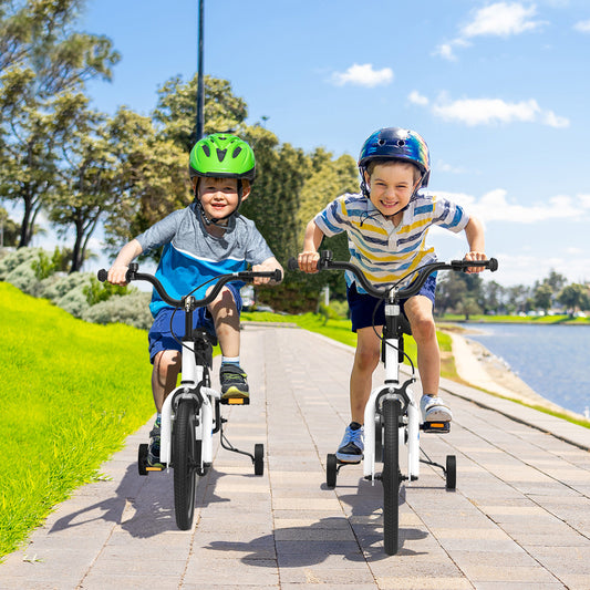 14 Inch Kids Bike, Adjustable, 2 Training Wheels, 3-5 Years Old, White Kids Bike White at Gallery Canada