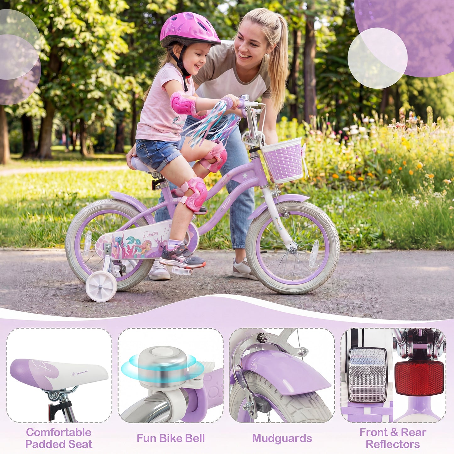 14 Inch Kids Bike, Adjustable, Princess Of The Sea Theme, Purple Kids Bike at Gallery Canada