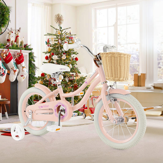 14-Inch Kids Bike with Training Wheels and Adjustable Handlebar Seat, Pink Kids Bike Pink at Gallery Canada