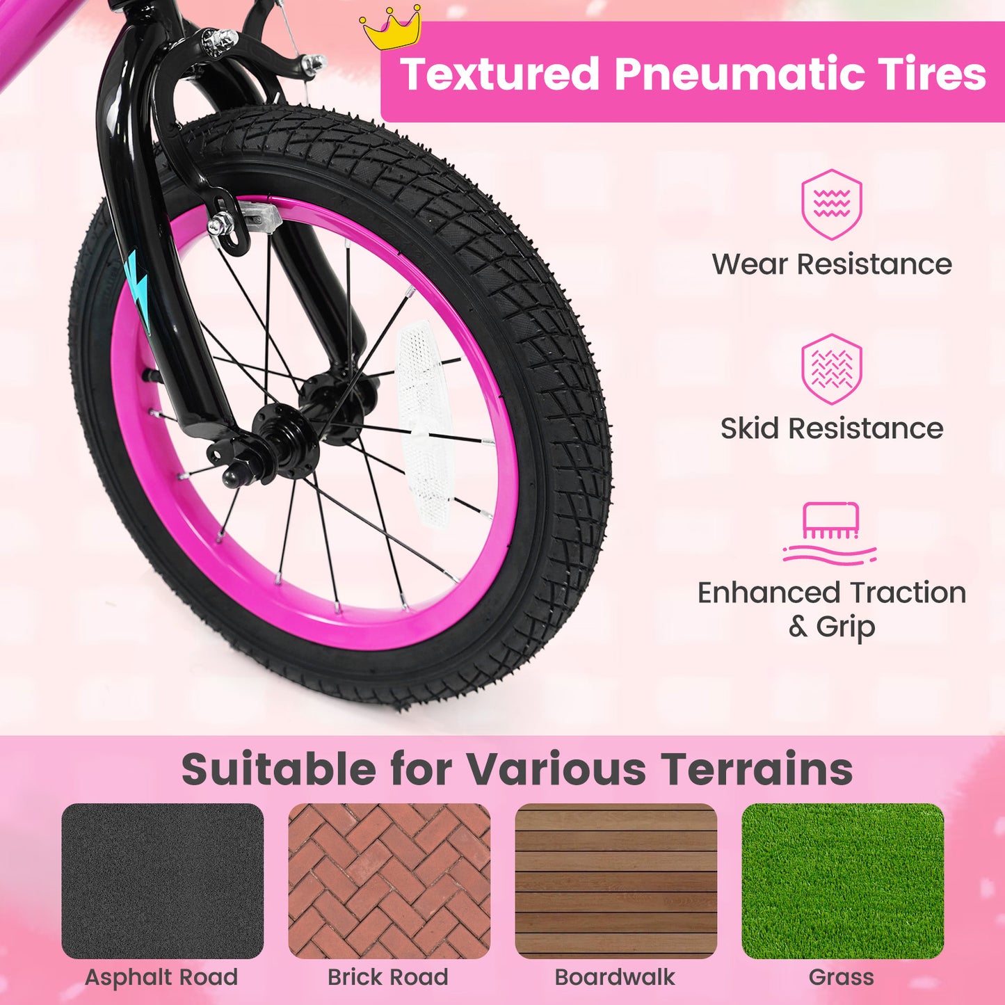 14 Inch Kids Bike with Training Wheels for Ages 3-5 Years Old Pink- Street Art Time, Pink Kids Bike at Gallery Canada