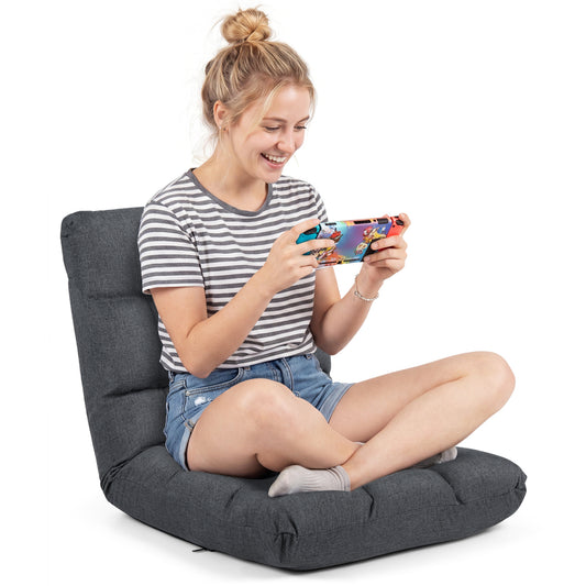 14-Position Adjustable Floor Chair, Back Support Cushion, Gray Floor Chairs Gray at Gallery Canada
