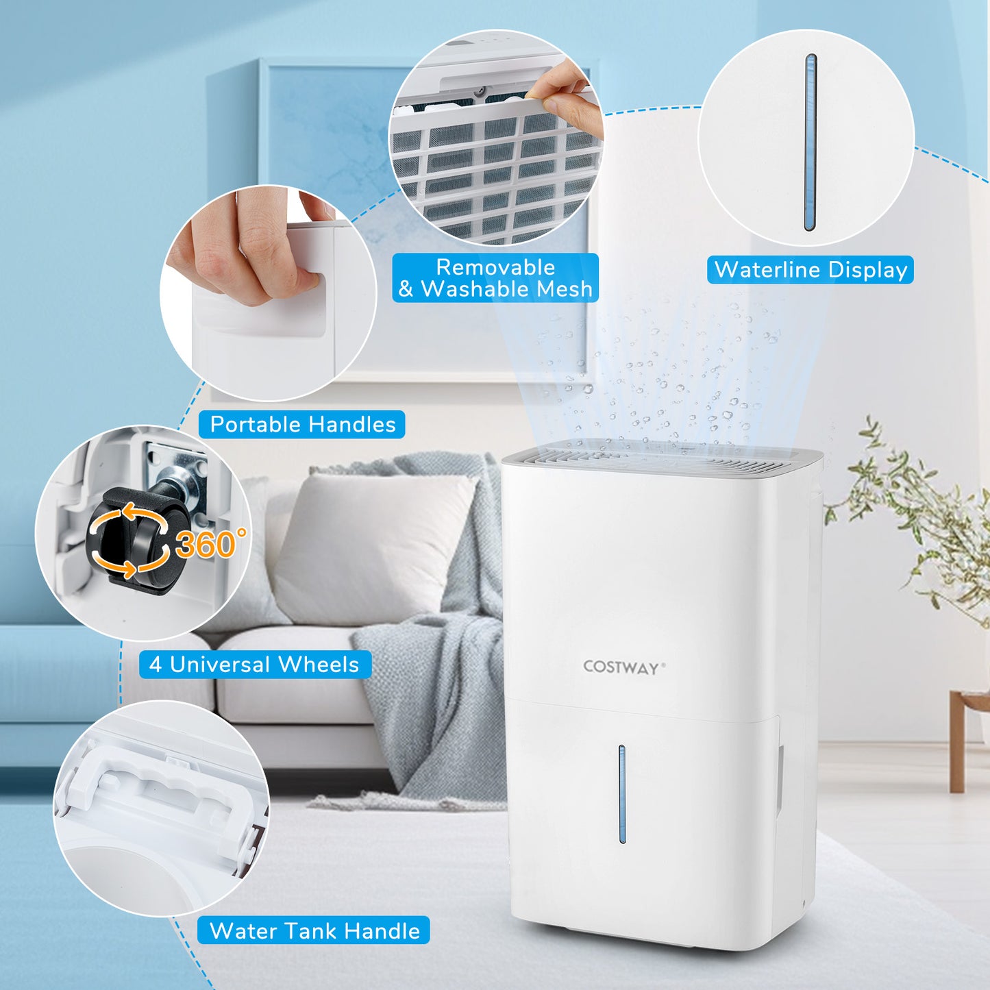 150 Pints Dehumidifier, 24H Timer, LED Display, White Dehumidifiers at Gallery Canada