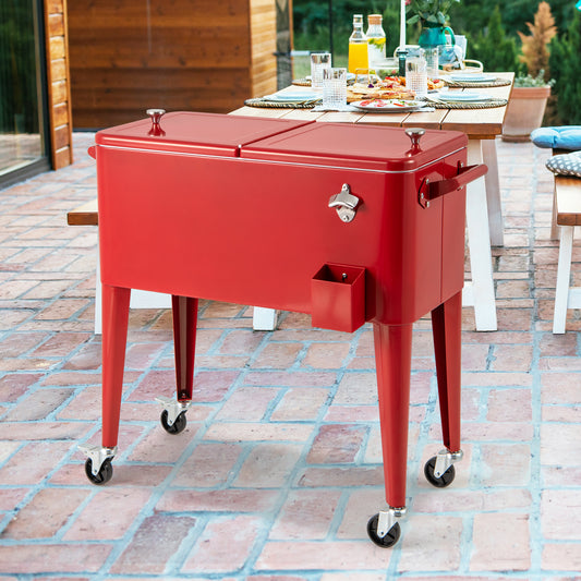 Red Portable Outdoor Patio Cooler Cart, Red Patio Bar Furniture Red at Gallery Canada