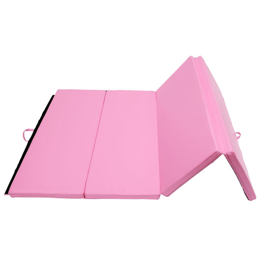 4'x6'x2'' Folding Gymnastics Tumbling Mat, Exercise Mat with Carrying Handles for Yoga, MMA, Martial Arts, Stretching, Core Workouts, Pink at Gallery Canada