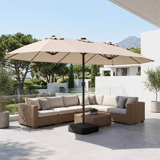 15.5FT Extra-Large Patio Umbrella, 12 Ribs, Beige Outdoor Umbrellas Beige at Gallery Canada