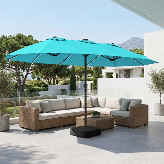 15.5FT Patio Umbrella With Base, 12 Ribs, Turquoise Outdoor Umbrellas Turquoise at Gallery Canada