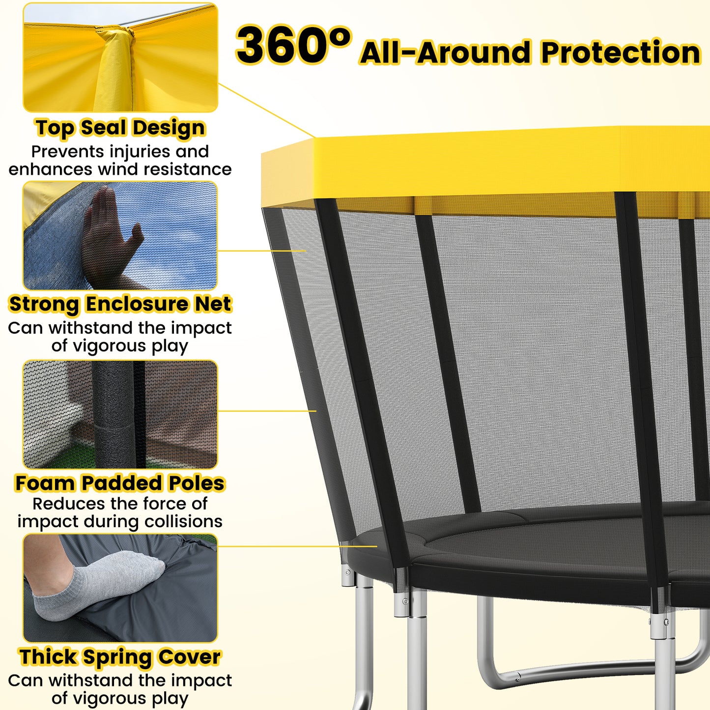 15 FT Outdoor Trampoline, ASTM Compliant, Yellow Trampolines at Gallery Canada