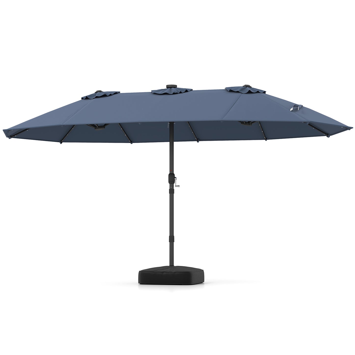 15 Feet Double-Sided Patio Umbrella, 48 Solar LED Lights, Gray Outdoor Umbrellas Gray at Gallery Canada