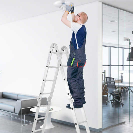 15 Feet Folding Aluminum Ladder, Safe Locking Hinge Garages Options at Gallery Canada