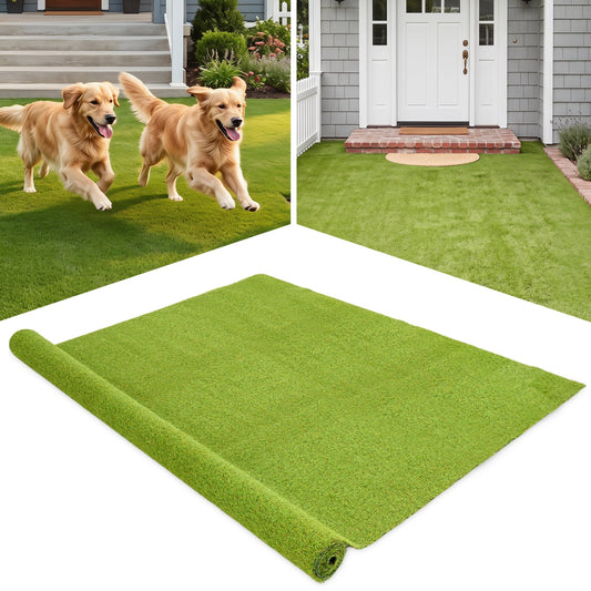 15 x 7 Feet Artificial Turf Rug with Low 0.75 inch Pile Height Decorative Fencing & Flooring Green at Gallery Canada