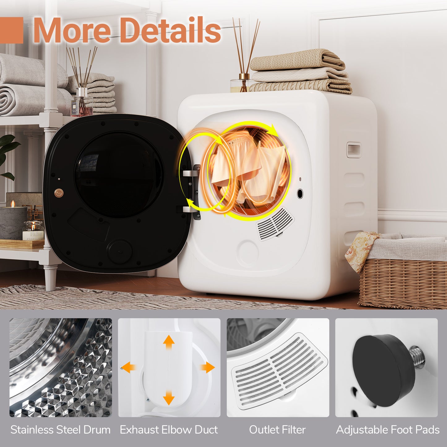 Portable Clothes Dryer Compact Drying Machine 800W Electric Laundry Dryer Dryers at Gallery Canada