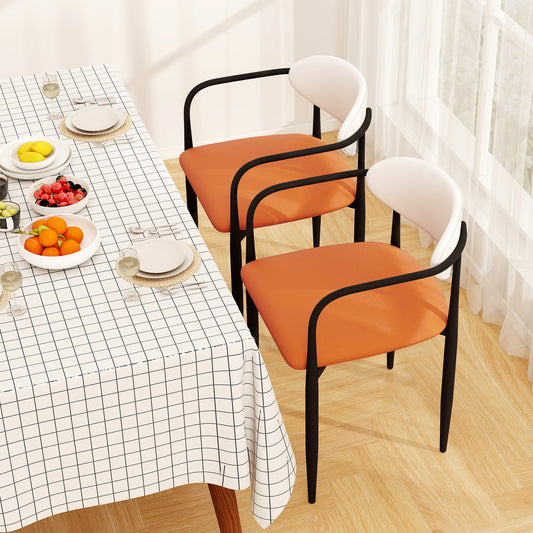 Modern Dining Chairs Set Of 2, Padded Seat, Curved Back, Orange Dining Chairs Orange at Gallery Canada
