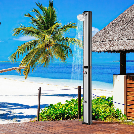 7.2 Feet 9.3 Gallon Solar Shower, Adjustable Head, Foot Tap, Black Portable Toilets & Showers Black at Gallery Canada