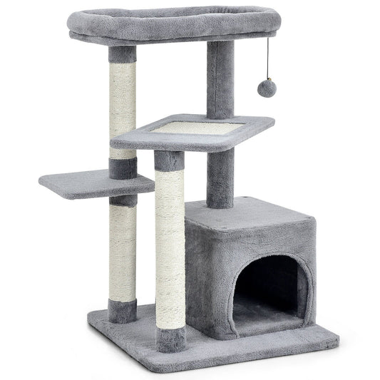 Cat Tree with Perch and Hanging Ball for Indoor Activity Play and Rest, Gray at Gallery Canada