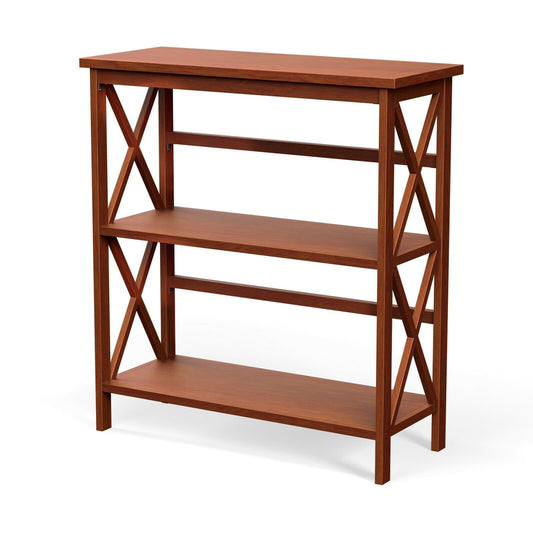 3-Tier Multi-Functional Storage Shelf Units Wooden Open Bookcase and Bookshelf, Natural