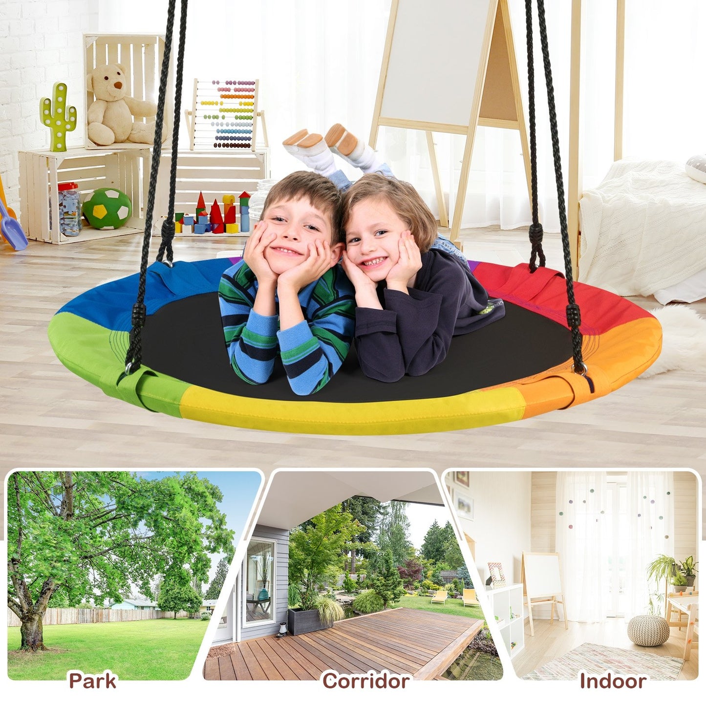 40-Inch Flying Saucer Tree Swing Outdoor Play Set with Easy Installation Process for Kids, Multicolor at Gallery Canada