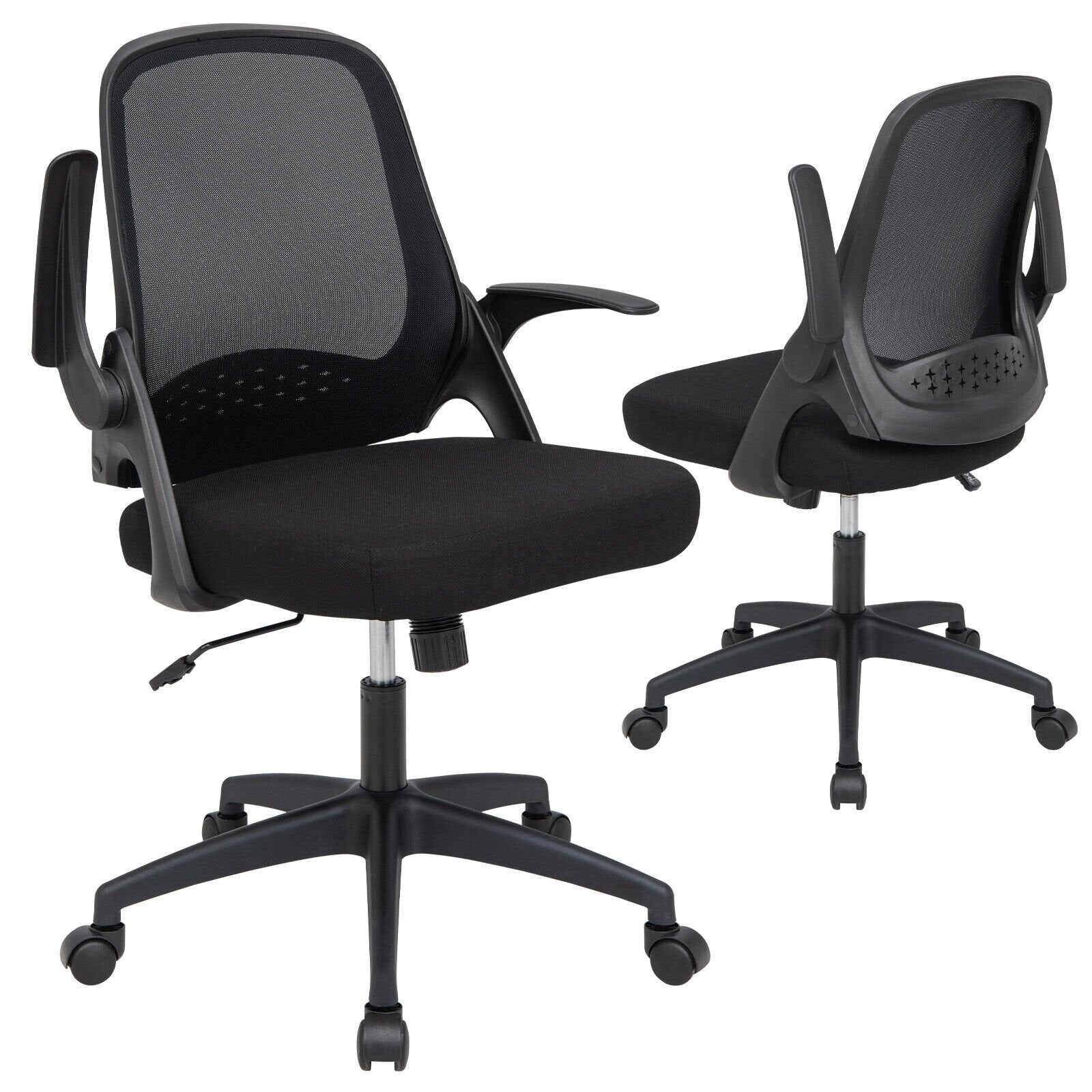 Adjustable Mesh Office Chair Rolling Computer Desk Chair with Flip-up Armrest, Black at Gallery Canada
