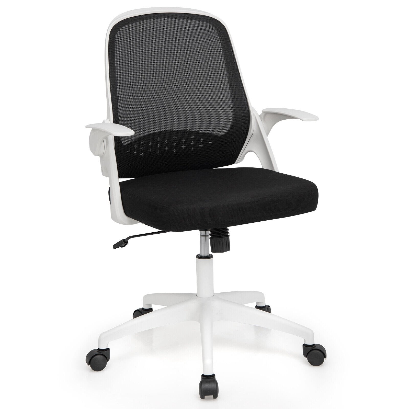 Adjustable Mesh Office Chair Rolling Computer Desk Chair with Flip-up Armrest, White at Gallery Canada