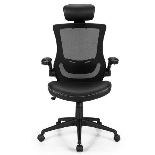 High-Back Executive Chair with Adjustable Lumbar Support and Headrest, Black