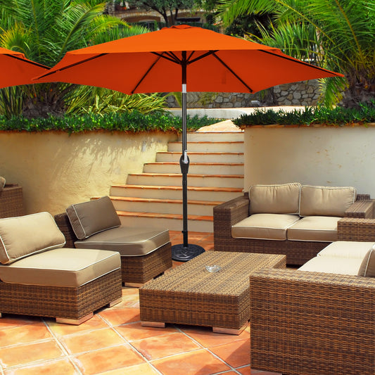 10 Feet Outdoor Patio Umbrella, Tilt Crank, Orange Outdoor Umbrellas Orange at Gallery Canada