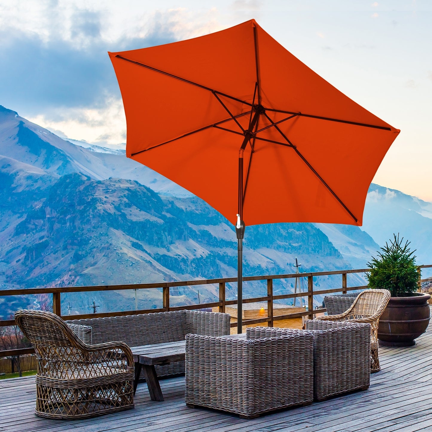 Parasol d'extérieur de 10 pieds avec réglage d'inclinaison et manivelle, orange