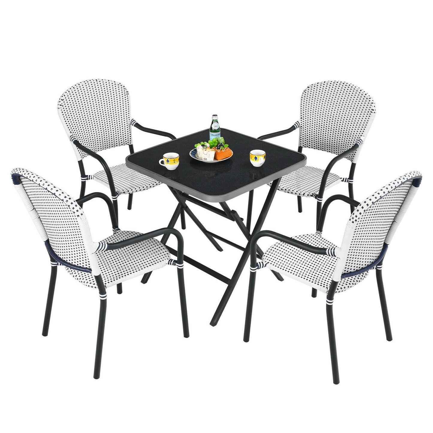 Patio Rattan Stackable Dining Chair Set, 4-Piece, White Patio Dining Chairs at Gallery Canada