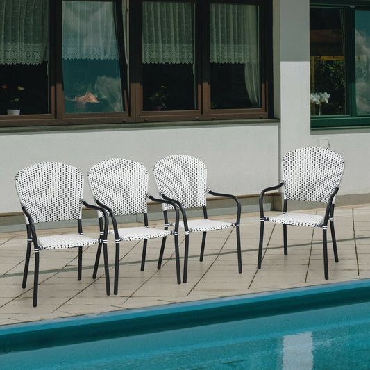 Patio Rattan Stackable Dining Chair Set, 4-Piece, White Patio Dining Chairs White at Gallery Canada