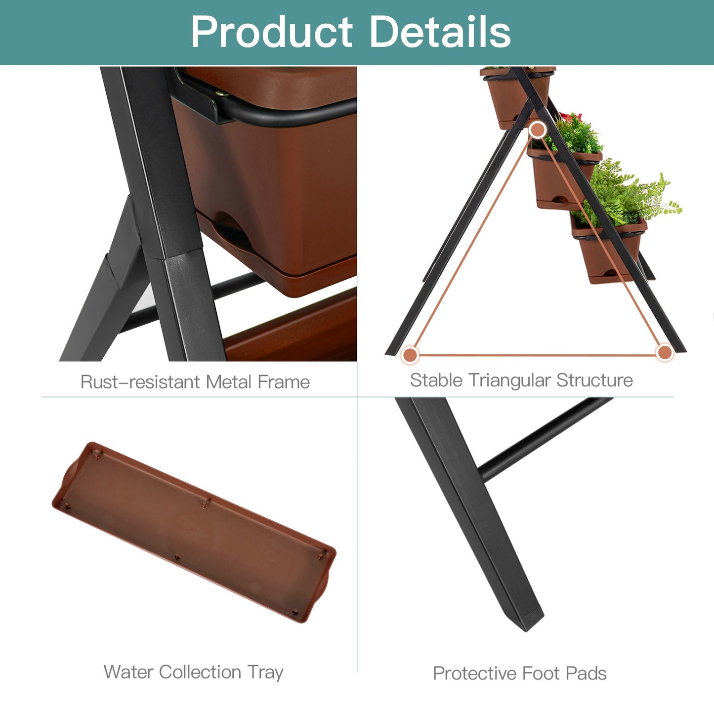 5-tier Vertical Garden Planter Box Elevated Raised Bed with 5 Container, Brown Raised Garden Beds at Gallery Canada