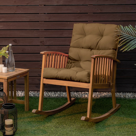 22 x 44 Inch Tufted Outdoor Patio Chair Pad, Brown Outdoor Furniture Accessories Brown at Gallery Canada