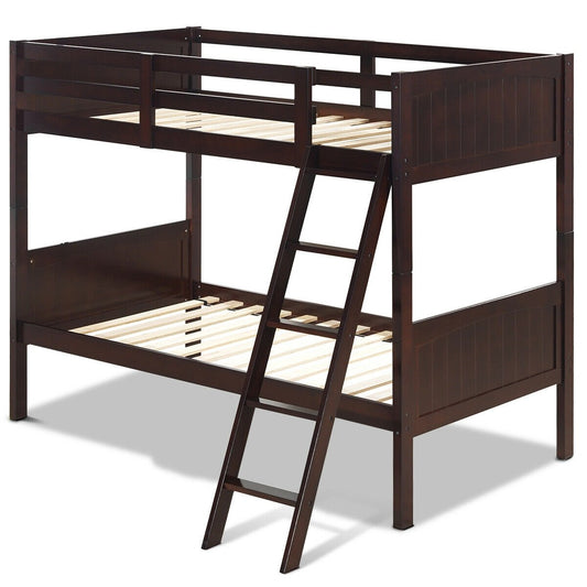 Twin Size Wooden Bunk Beds Convertible 2 Individual Beds, Brown at Gallery Canada