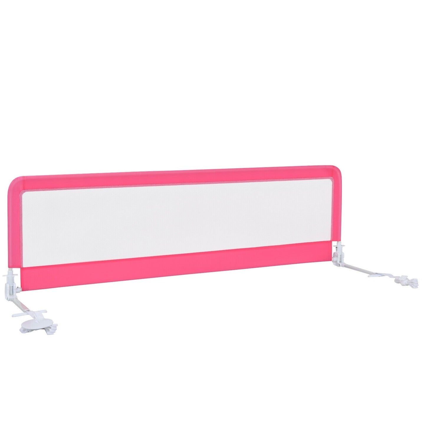 71 Inch Extra Long Swing Down Bed Guardrail with Safety Straps, Pink