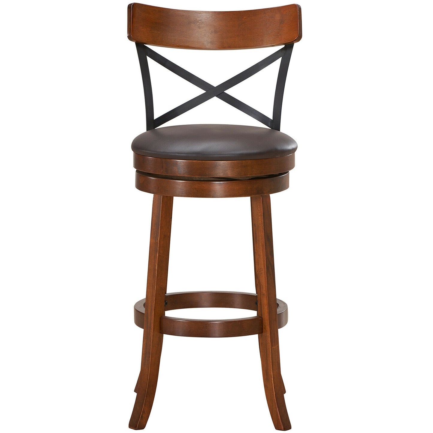 Set Of 2 Swivel Bar Stools, Rubber Wood Legs, L, Walnut Bar Stools at Gallery Canada